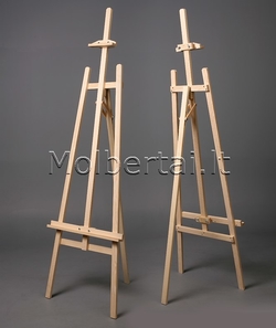 Molbertas | aukštis 1,80 m,  plotis 60 cm,<br> viršutinę ir apatinę lentynas galima sureguliuoti, pagal paveikslo išmatavimus<br>Lentynos plotis 60 cm<br>
Maksimalus drobė aukštis 120cm
